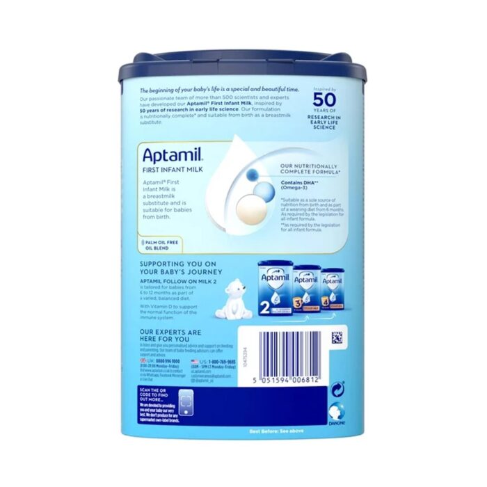 Aptamil First Powder Infant Formula with GOS_FOS, DHA, & HMO 3’GL, 28.2oz Canister – Image 2